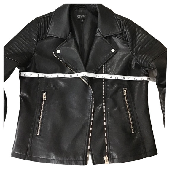 TOPSHOP - Faux Leather Moto Jacket -Size 8 - Picture 10 of 16